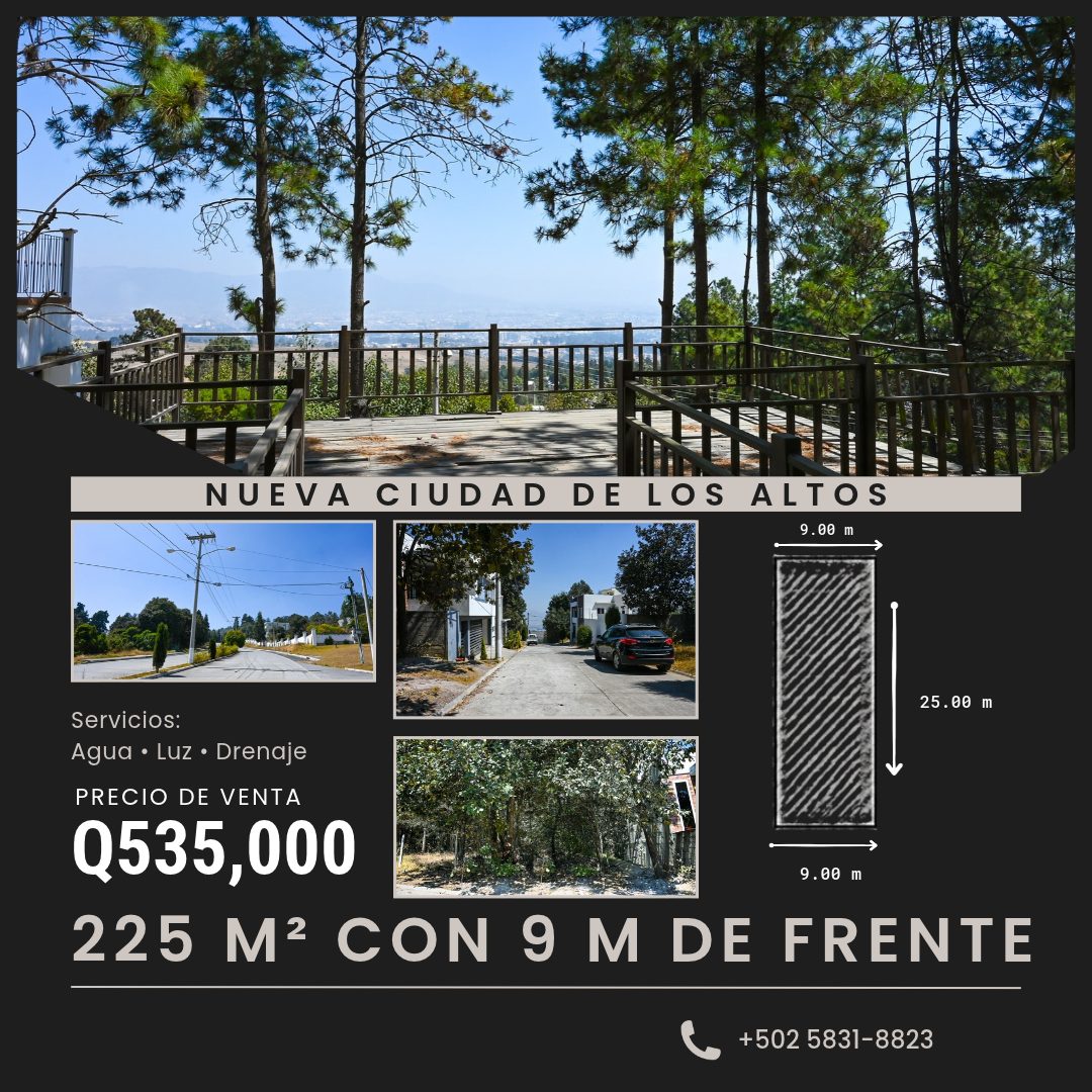 Lote 225 m2 en Condominio Nueva Ciudad de los Altos, Quetzaltenango